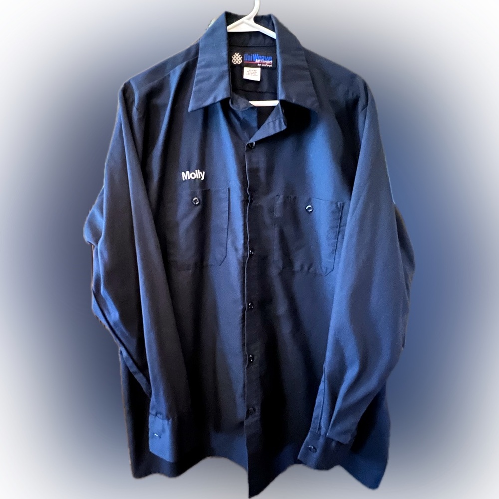 UniWeave By UniFirst Uniform/Mechanic Shirt, Navy Blue, Size L/XL, NWOT